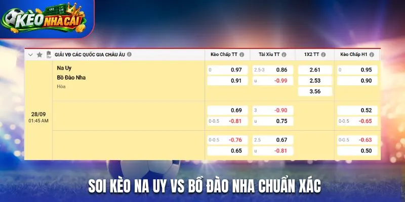 Soi kèo Na Uy vs Bồ Đào Nha chuẩn xác qua bảng kèo nhà cái
